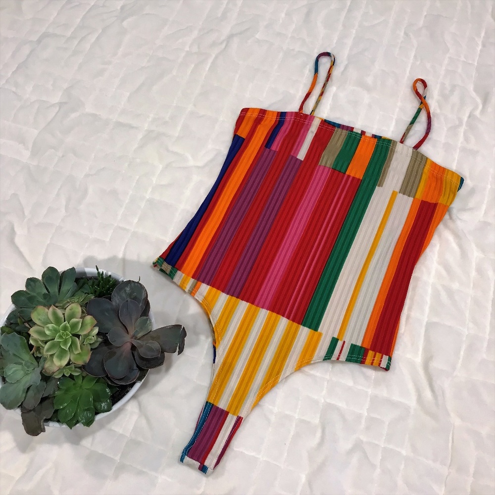 Artsy Striped Bodysuit
